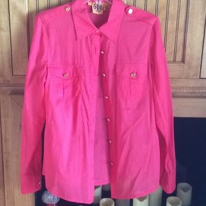 Tory Burch fuschia button down blouse